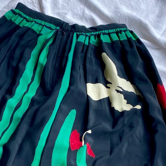 Vintage Silky Floral Tulips Butterfly Long Skirt - Picture 10 of 13